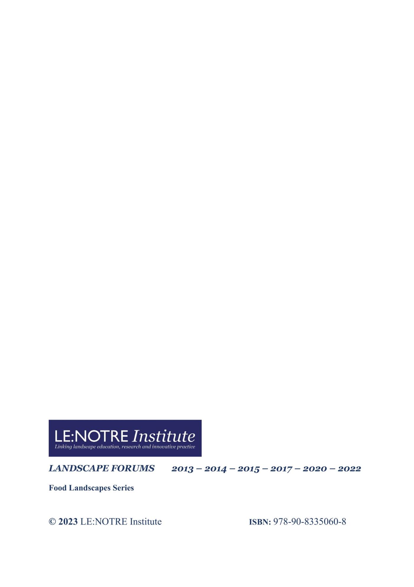 Achterkant van LANDSCAPE FORUMS for Sustainable Food Planning