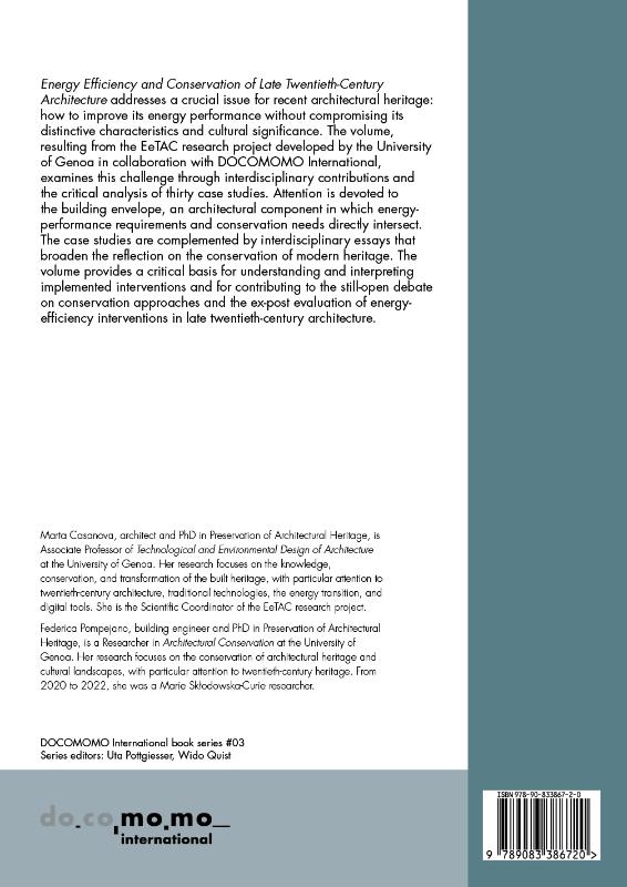 Achterkant van Energy Efficiency and Conservation of Late Twentieth-Century Architecture