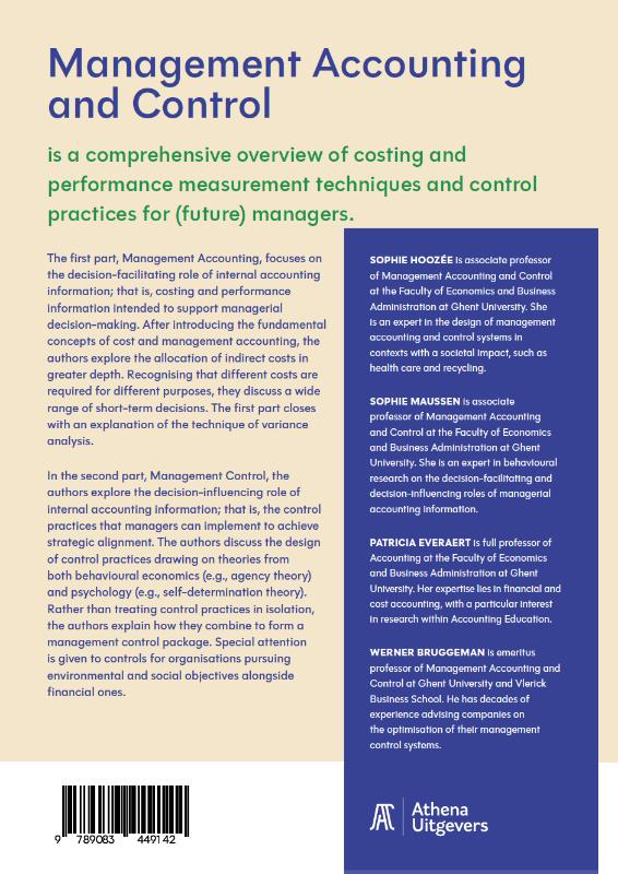 Achterkant van Management Accounting and Control