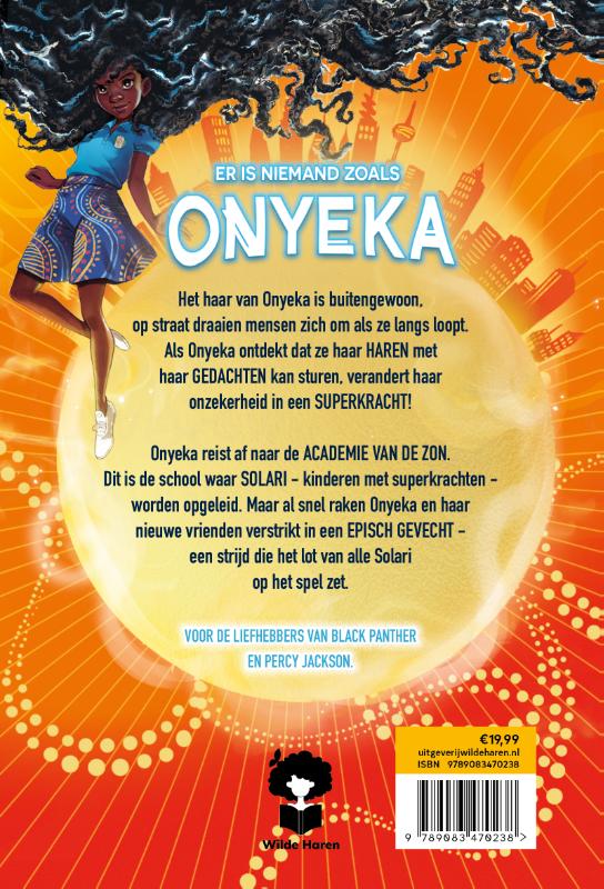 Achterkant van Onyeka en de academie van de zon