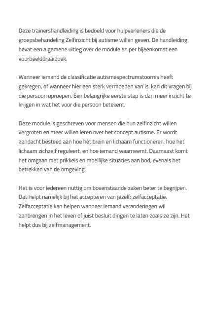 Achterkant van Zelfinzicht bij autisme - Trainershandleiding