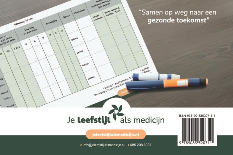 Achterkant van Dagboek voor zelfmanagement bij diabetes type 1