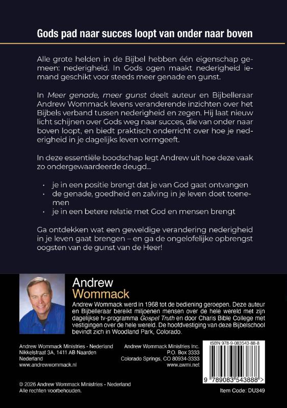 Achterkant van Meer genade, meer gunst