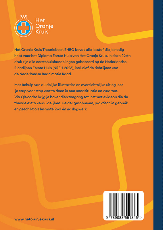 Achterkant van Het Oranje Kruis theorieboek EHBO