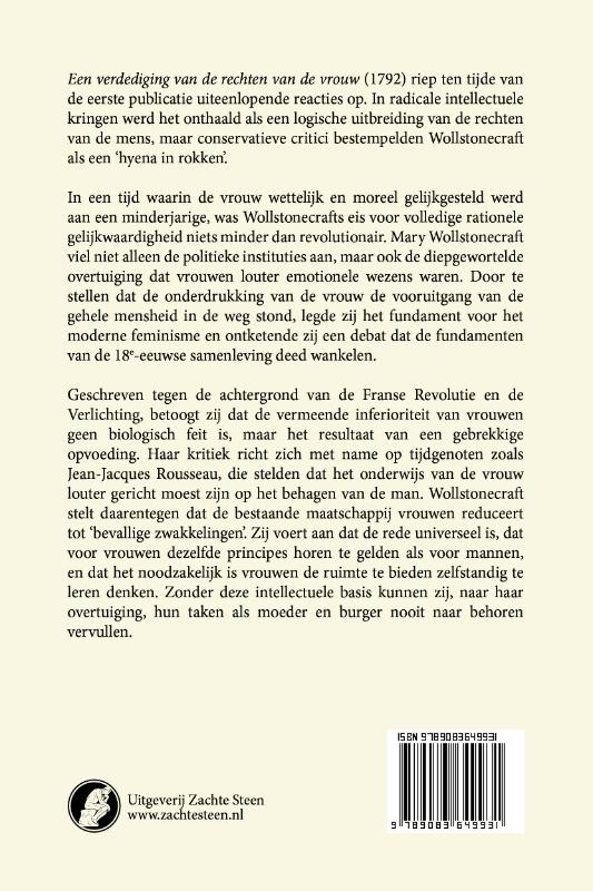 Achterkant van Een Verdediging van de Rechten van de Vrouw - A vindication of the rights of woman