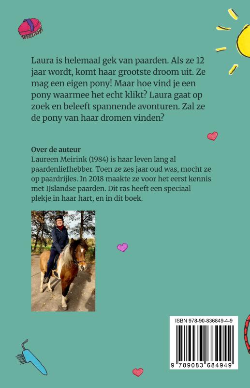 Achterkant van Een pony voor Laura