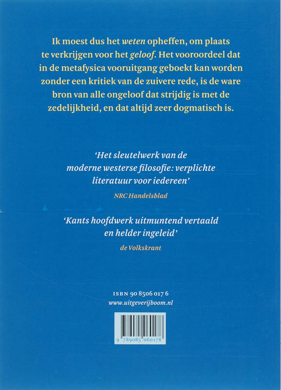 Achterkant van Kritiek van de zuivere rede