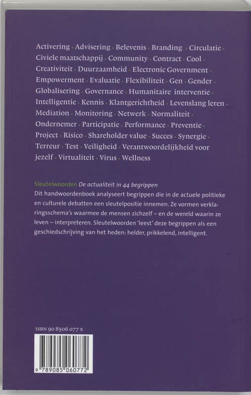 Achterkant van Sleutelwoorden