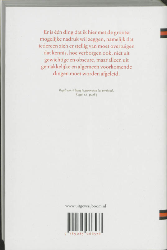 Achterkant van 1 Samenvatting van de muziekleer ; Persoonlijke aantekeningen ; Descartes' dromen ; Regels om richting te geven aan het verstand
