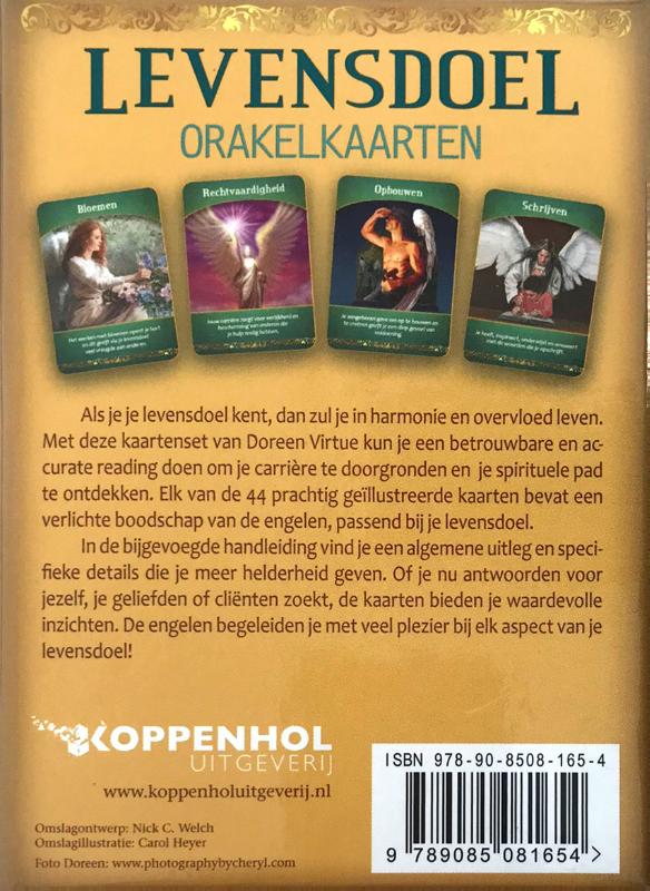Achterkant van Levensdoel orakelkaarten
