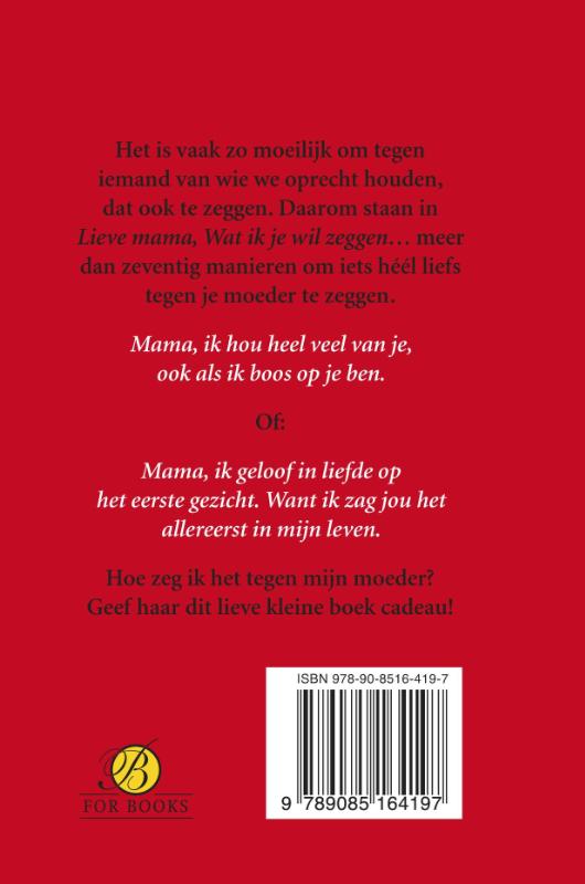 Achterkant van Lieve mama