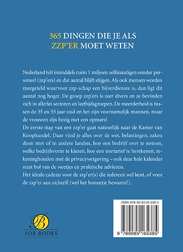 Achterkant van 365 dingen die je als ZZP’ER moet weten