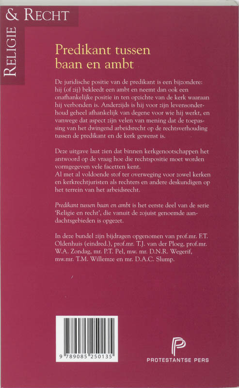 Achterkant van Predikant tussen baan en ambt
