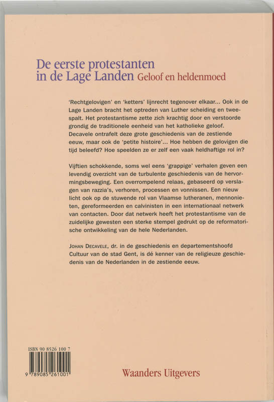 Achterkant van De eerste protestanten Lage Landen