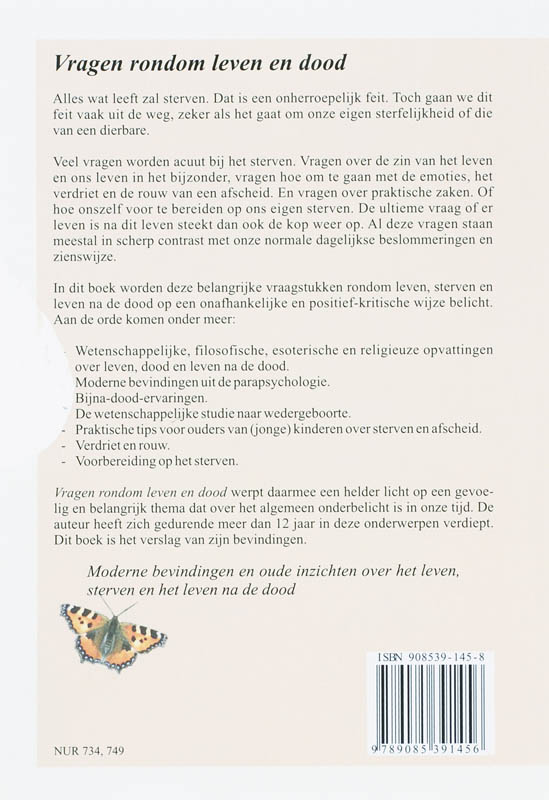 Achterkant van Vragen rondom leven en dood