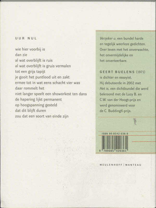 Achterkant van Verzeker U