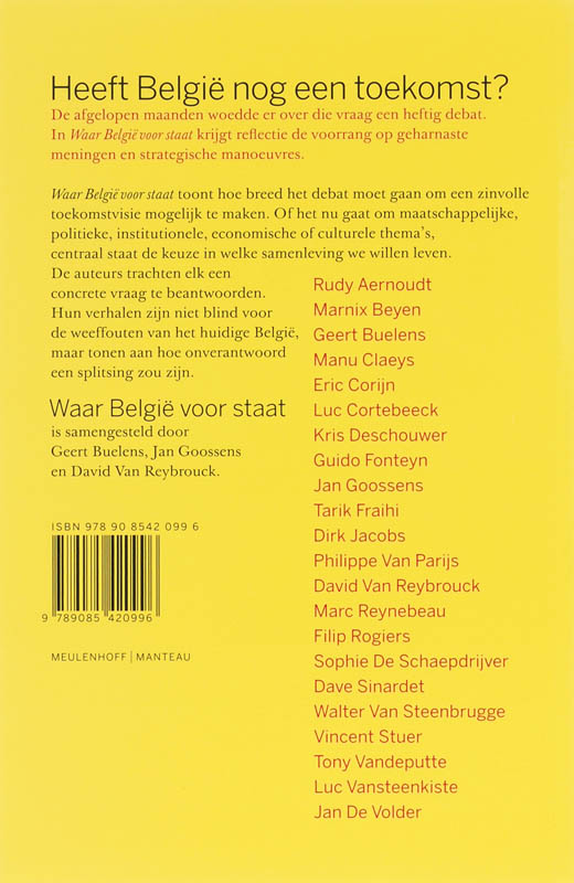 Achterkant van Waar Belgie voor staat