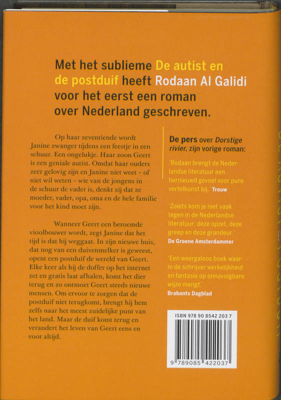 Achterkant van De autist en de postduif