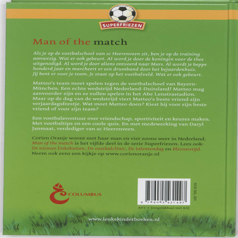 Achterkant van Man of the match