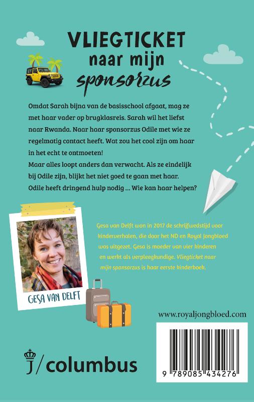 Achterkant van Vliegticket naar mijn sponsorzus