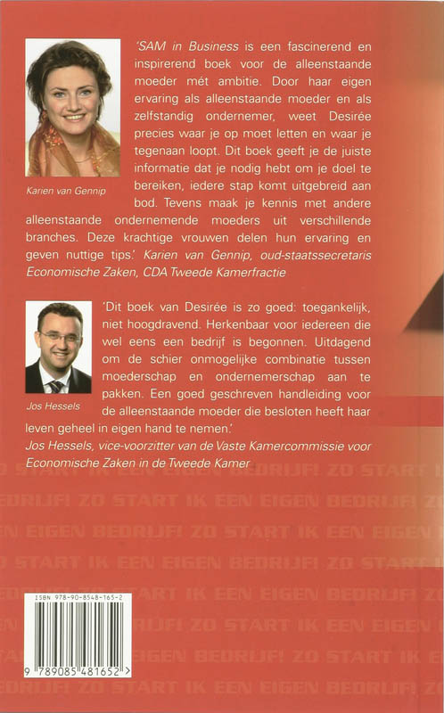 Achterkant van SAM in Business : zo start ik een eigen bedrijf