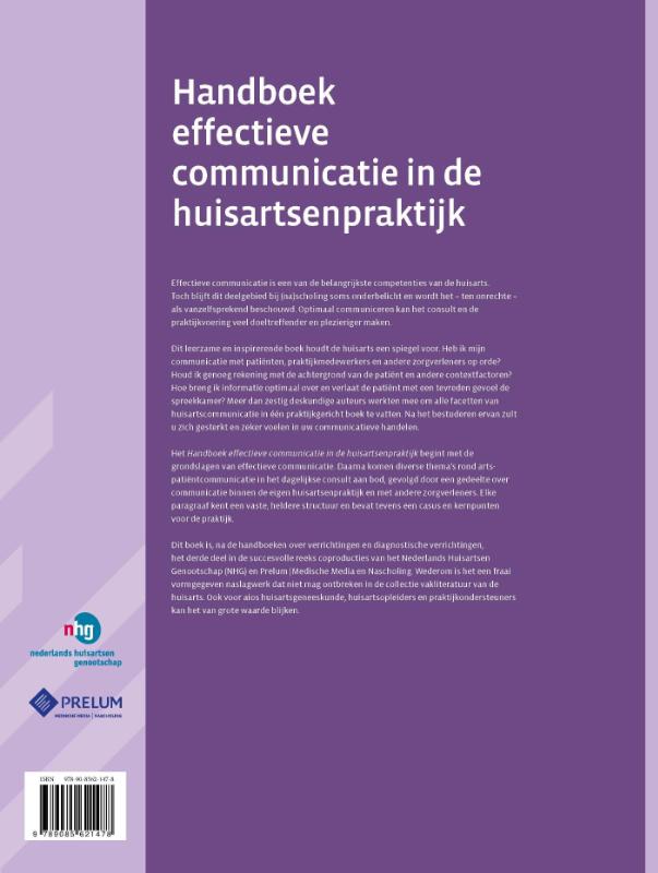 Achterkant van Handboek effectieve communicatie in de huisartsenpraktijk