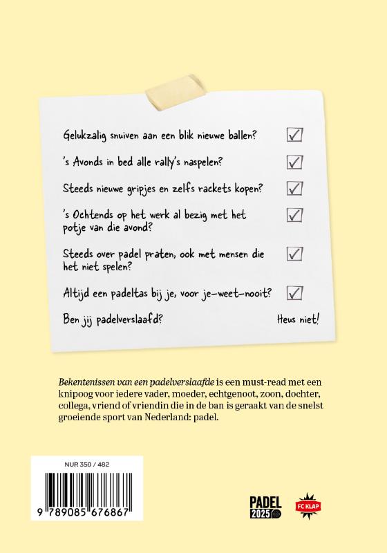 Achterkant van Bekentenissen van een padelverslaafde