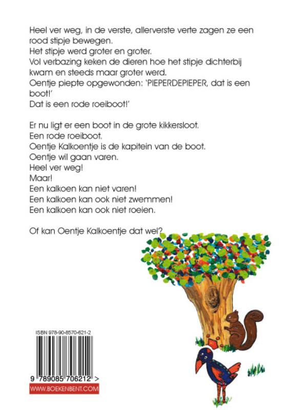 Achterkant van Oentje kalkoentje en de rode boot