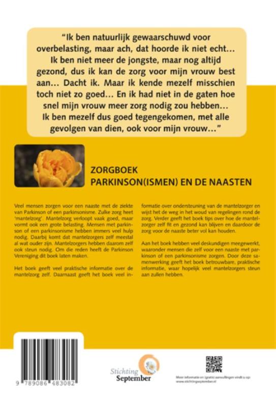 Achterkant van Zorgboek Parkinson(ismen) en de naasten
