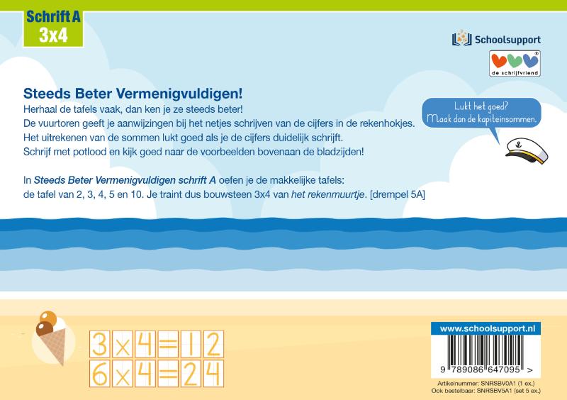Achterkant van Steeds beter vermenigvuldigen - bouwsteen 3x4