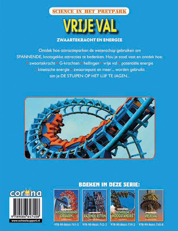 Achterkant van Vrije val - zwaartekracht en beweging, Science in het pretpark