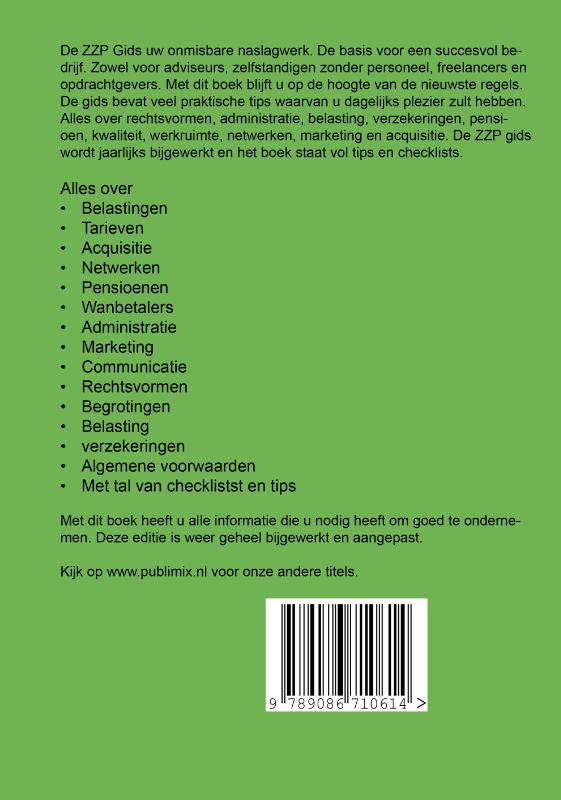 Achterkant van ZZP Gids 2019