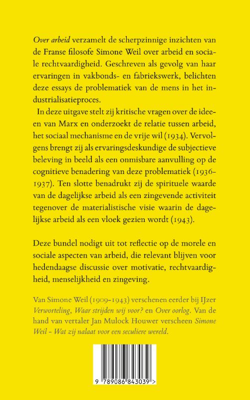 Achterkant van Over arbeid