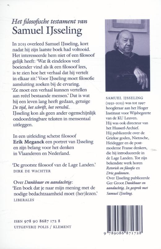 Achterkant van De tijd, het schrift, het verschil