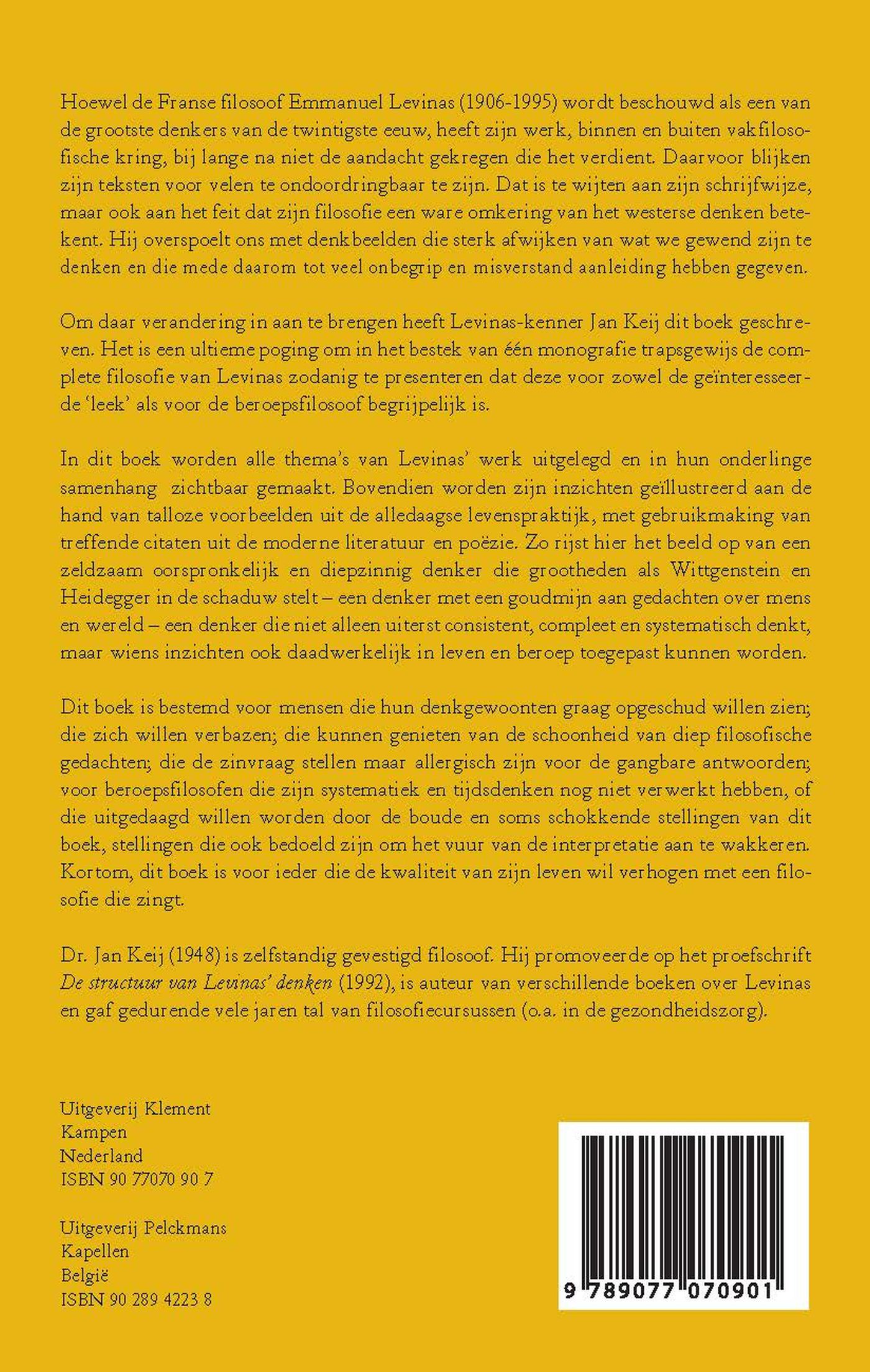 Achterkant van De filosofie van Emmanuel Levinas