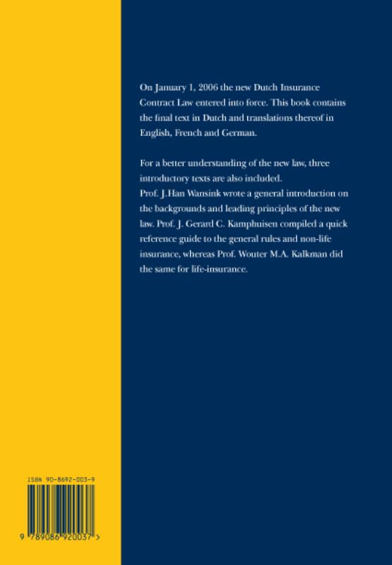 Achterkant van New Dutch Insurance Contract Law