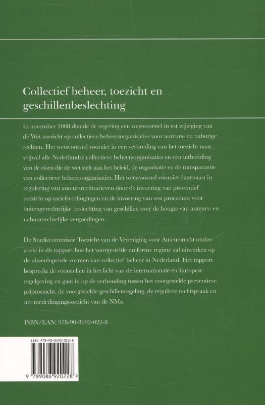 Achterkant van Collectief beheer, toezicht en geschillenbeslechting