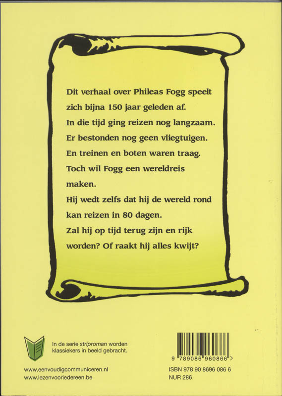 Achterkant van Reis om de wereld in 80 dagen