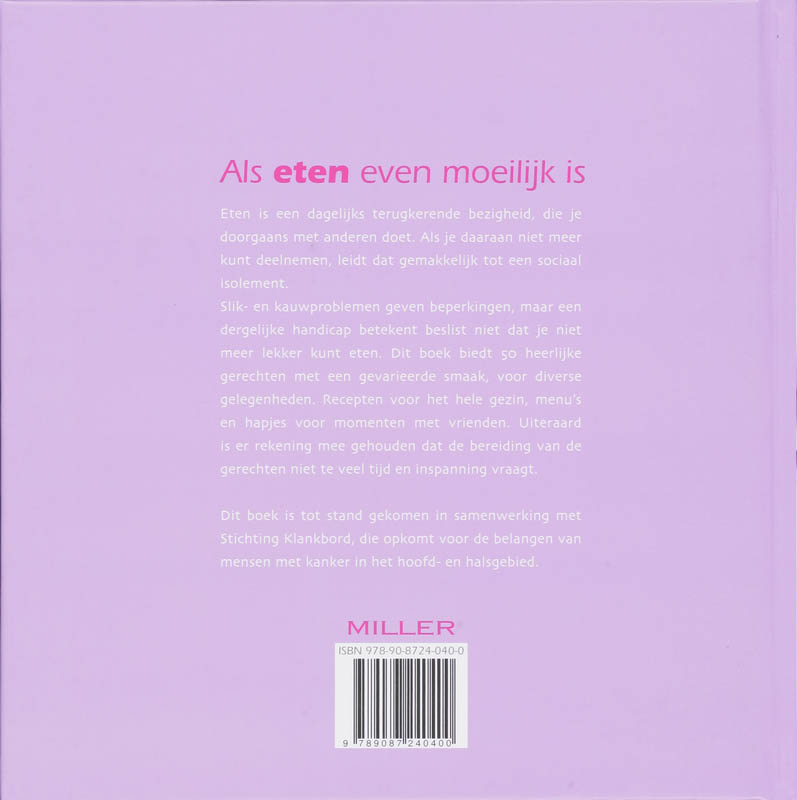 Achterkant van Als eten even moeilijk is