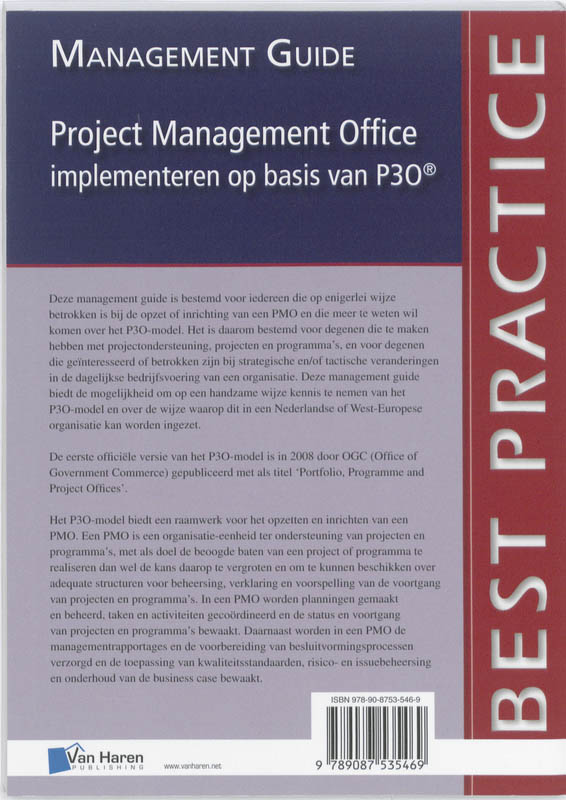 Achterkant van Project Management office implementeren op basis van P30