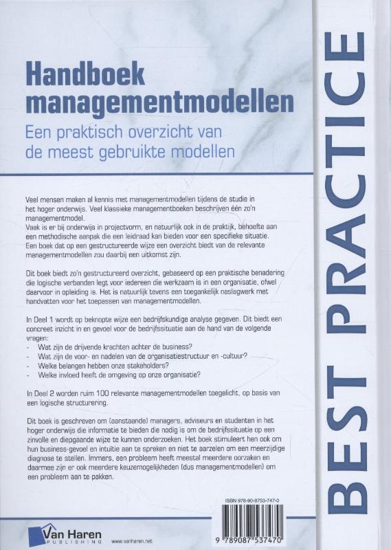 Achterkant van Handboek Managementmodellen