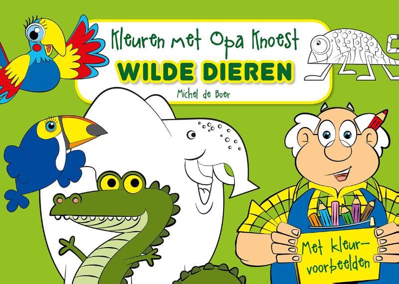 Achterkant van Kleuren met Opa Knoest - Wilde dieren - 5 ex.