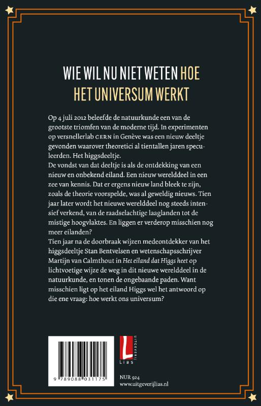 Achterkant van Het eiland dat Higgs heet