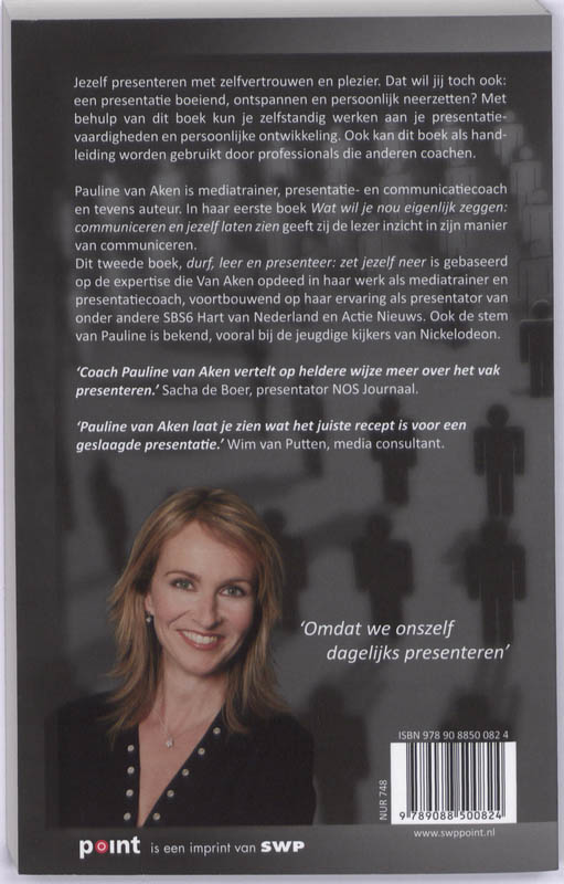 Achterkant van Durf, Leer en Presenteer