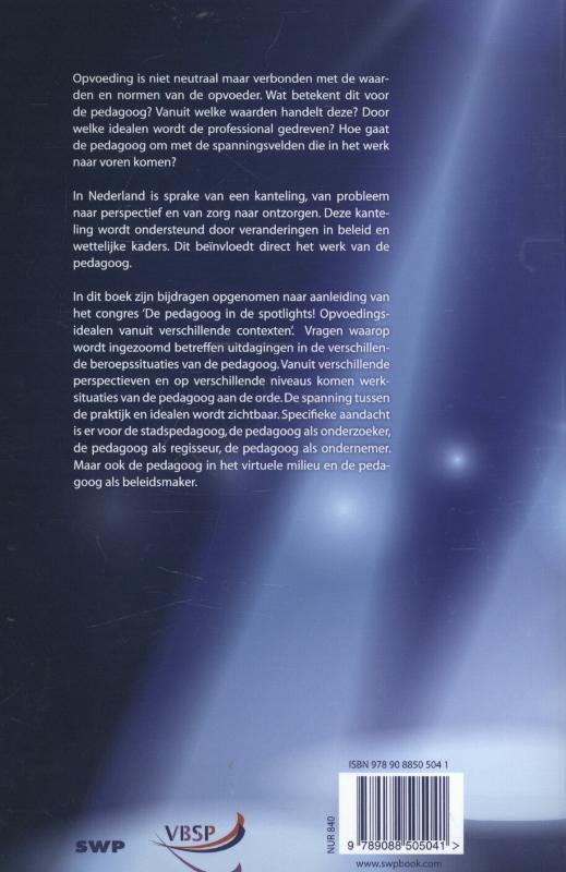 Achterkant van De pedagoog in de spotlights