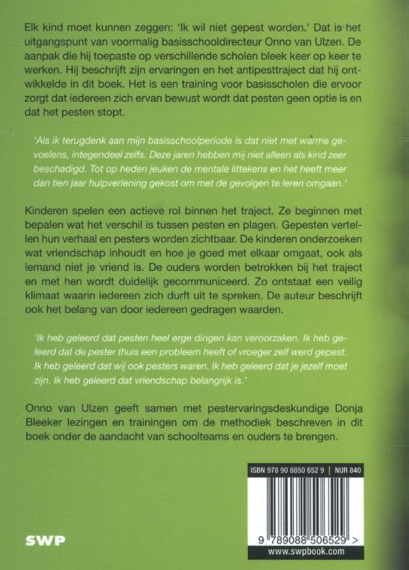 Achterkant van Ik wil niet gepest worden
