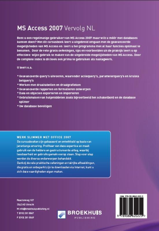 Achterkant van MS Access 2007 Vervolg NL