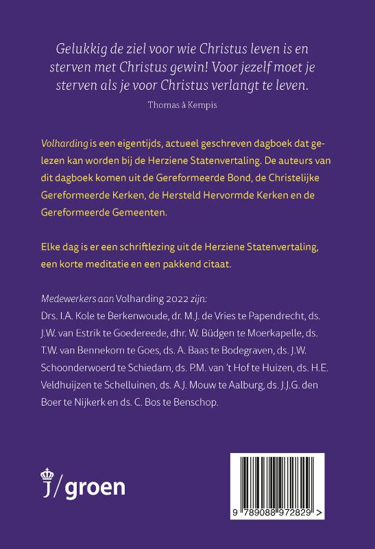 Achterkant van Volharding 2022