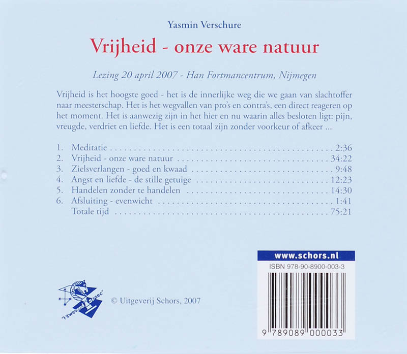Achterkant van Vrijheid onze ware natuur