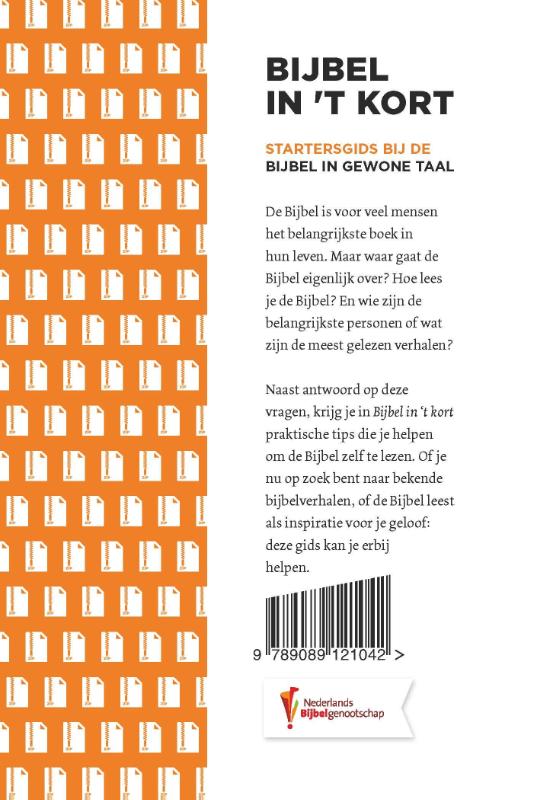 Achterkant van Bijbel in 't kort